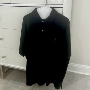 This is a 2XB, Ralph Lauren polo shirt. It is black cotton, an amazing value
